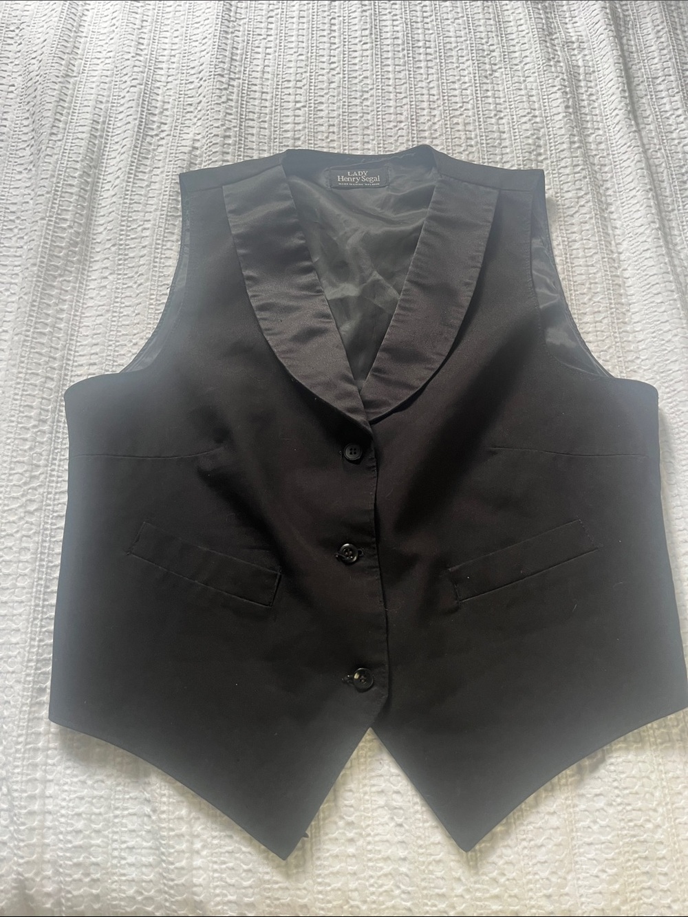 Black Satin-Trim Button Down Vest - Laura Ashley